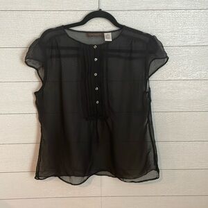 Chadwicks Collection‎ Women's Sheer Black Blouse Sz 16 Witchy Grunge Whimsigoth